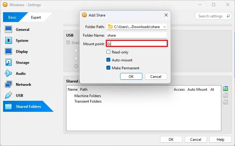 Hướng dẫn cách chia sẻ thư mục giữa máy chủ và máy ảo trong Virtualbox trên Windows 11 và 10 13 cach chia se thu muc giua may chu va may ao trong Virtualbox tren Windows 11 va 10 5