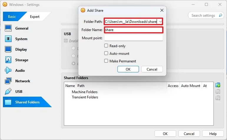 Hướng dẫn cách chia sẻ thư mục giữa máy chủ và máy ảo trong Virtualbox trên Windows 11 và 10 11 cach chia se thu muc giua may chu va may ao trong Virtualbox tren Windows 11 va 10 7