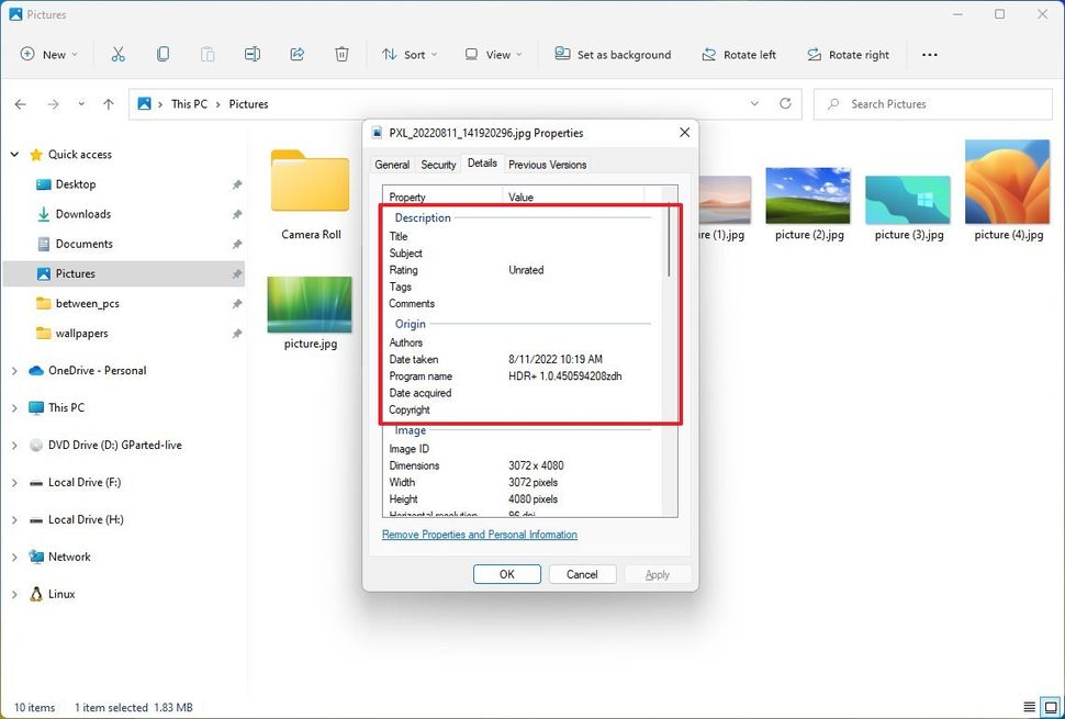 Hướng dẫn cách chỉnh sửa siêu dữ liệu hình ảnh trên Windows 11 và Windows 10 20 cach chinh sua sieu du lieu hinh anh tren Windows 11 va Windows 10 10