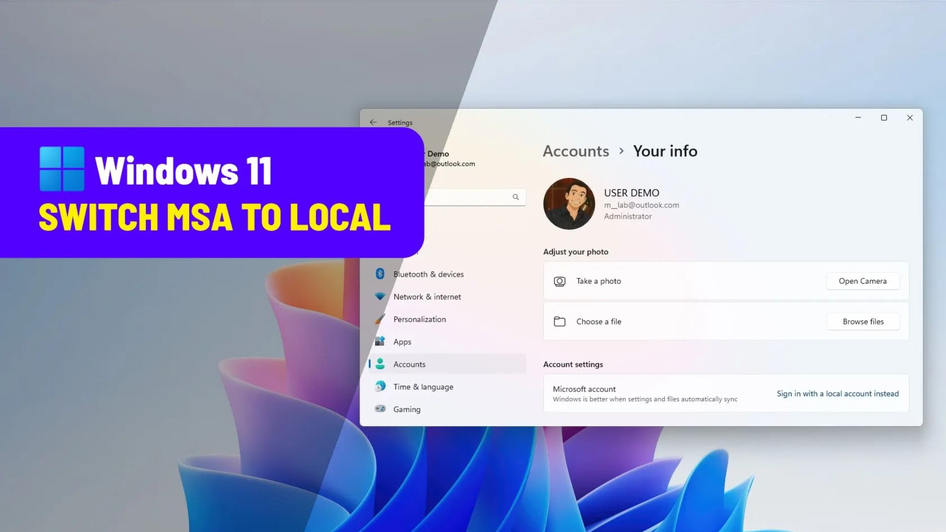 Hướng dẫn cách chuyển từ tài khoản Microsoft sang tài khoản cục bộ trên Windows 11 1 cach chuyen tu tai khoan Microsoft sang tai khoan cuc bo tren Windows 11 1