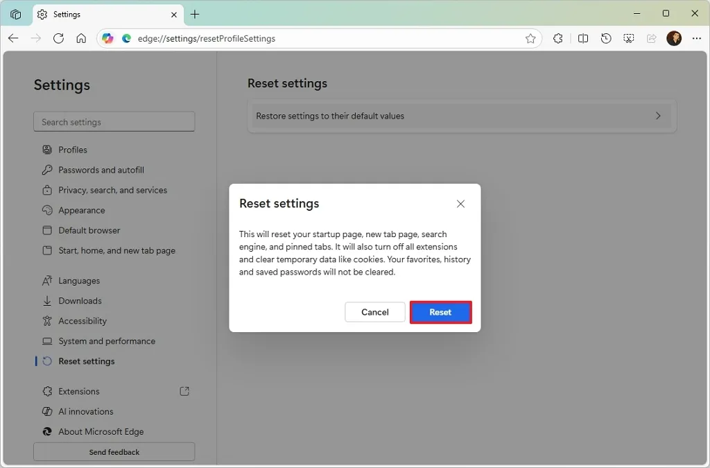 Hướng dẫn cách đặt lại cài đặt Microsoft Edge về mặc định 8 cach dat lai cai dat Microsoft Edge ve mac dinh 3