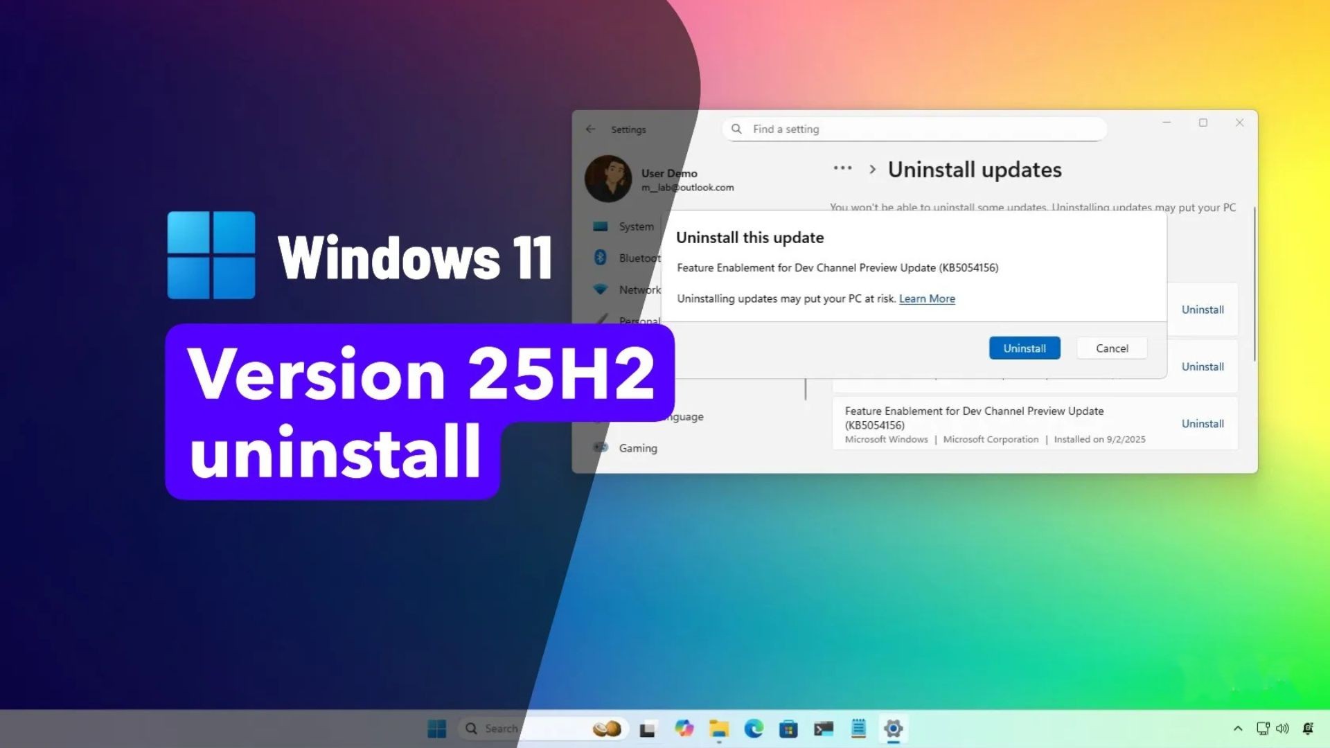 Hướng dẫn cách gỡ cài đặt Windows 11 25H2 một cách an toàn 1 cach go cai dat Windows 11 25H2 mot cach an toan 1