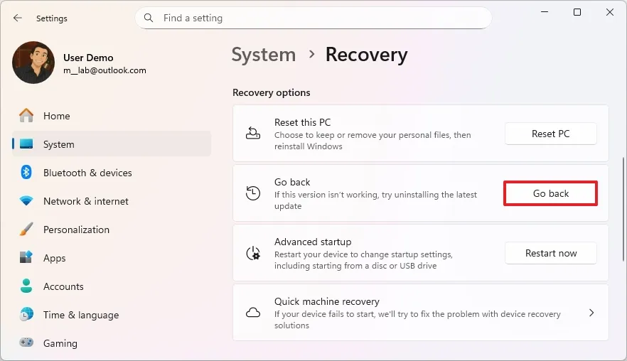 Hướng dẫn cách gỡ cài đặt Windows 11 25H2 một cách an toàn 14 cach go cai dat Windows 11 25H2 mot cach an toan 4