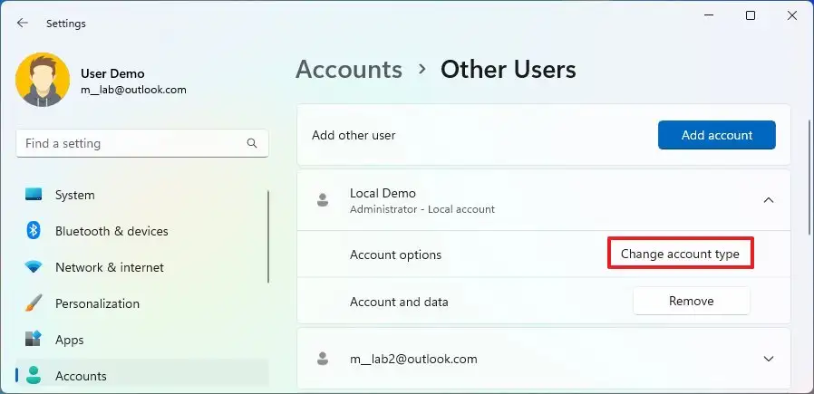 cach khac phuc su co tai khoan bang cach chuyen doi ho so tren Windows 11 11