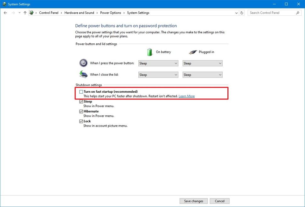 cach lam cho may tinh Windows 10 khoi dong nhanh hon voi tinh nang Fast Startup 2