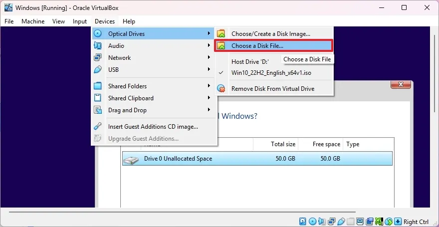 cach mount file ISO vao VirtualBox tren Windows 11 10 1