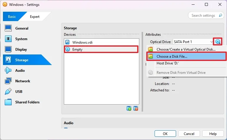 cach mount file ISO vao VirtualBox tren Windows 11 10 3