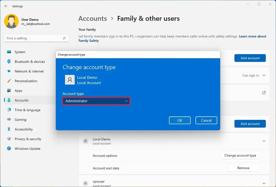 Hướng dẫn cách quản lý cài đặt tài khoản người dùng trên Windows 11 và Windows 10 153 cach quan ly cai dat tai khoan nguoi dung tren Windows 11 va Windows 10 1