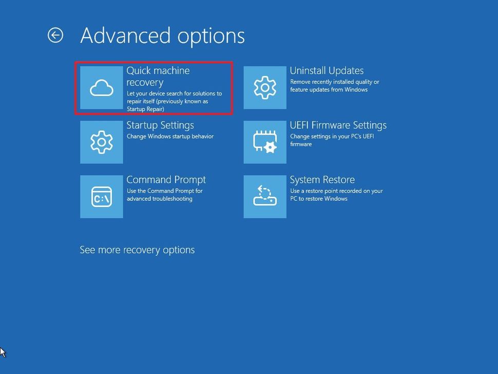 Hướng dẫn cách thiết lập khôi phục máy tính nhanh (Quick Machine Recovery) trên Windows 11 12 cach thiet lap khoi phuc may tinh nhanh Quick Machine Recovery tren Windows 11 2