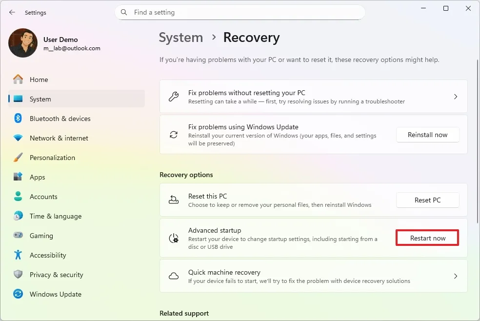 Hướng dẫn cách truy cập khởi động nâng cao (WinRE) trên Windows 11 15 cach truy cap khoi dong nang cao WinRE tren Windows 11 12
