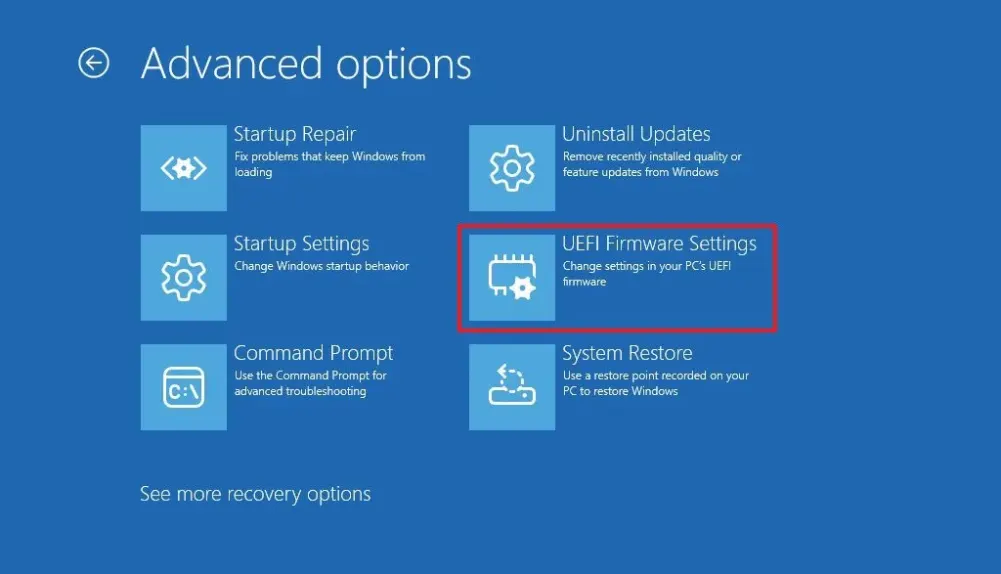 Hướng dẫn cách kích hoạt secure boot trên Windows 11 9 winre access uefi firmware settings