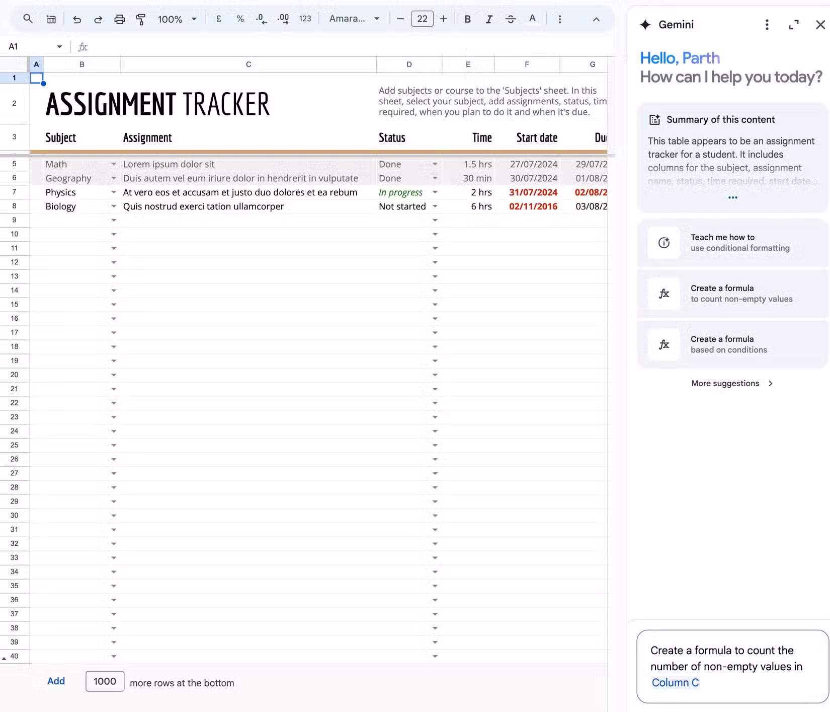 Google Sheets: Hướng dẫn 8 cách để tăng sức mạnh cho bảng tính của bạn với Gemini 17 Google Sheets Huong dan 8 cach de tang suc manh cho bang tinh cua ban voi Gemini 11