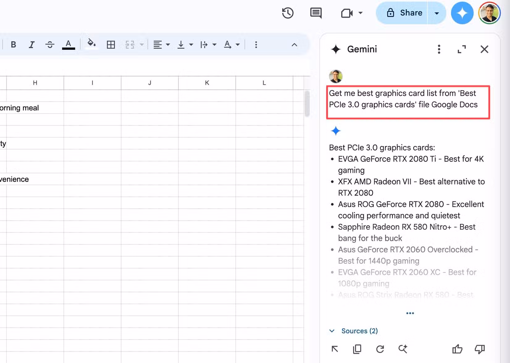 Google Sheets: Hướng dẫn 8 cách để tăng sức mạnh cho bảng tính của bạn với Gemini 26 Google Sheets Huong dan 8 cach de tang suc manh cho bang tinh cua ban voi Gemini 2