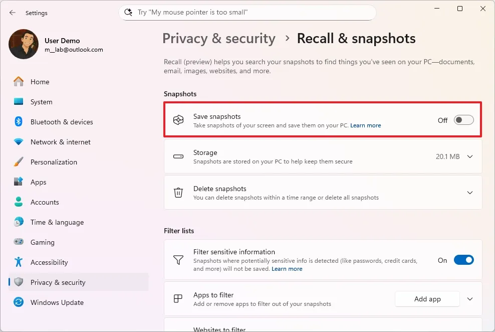 Huong dan 4 cach nhanh chong de tat vinh vien Windows Recall tren Windows 11 10