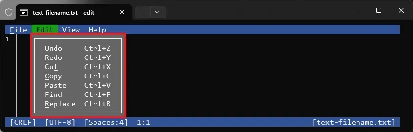Hướng dẫn cách cài đặt trình soạn thảo văn bản dòng lệnh Microsoft Edit (mới) trên Windows 11 13 Huong dan cach cai dat trinh soan thao van ban dong lenh Microsoft Edit moi tren Windows 11 3
