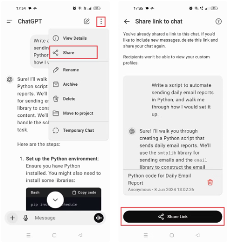 Hướng dẫn cách chia sẻ và xuất cuộc trò chuyện trên ChatGPT 23 Huong dan cach chia se va xuat cuoc tro chuyen tren ChatGPT 3