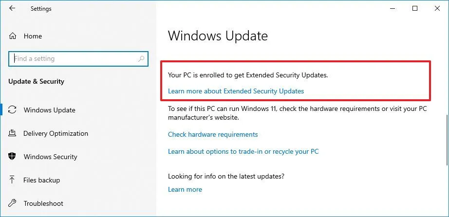 Hướng dẫn cách đăng ký nhận bản cập nhật bảo mật mở rộng (ESU) miễn phí sau khi hỗ trợ Windows 10 kết thúc 14 Huong dan cach dang ky nhan ban cap nhat bao mat mo rong ESU mien phi sau khi ho tro Windows 10 ket thuc 1