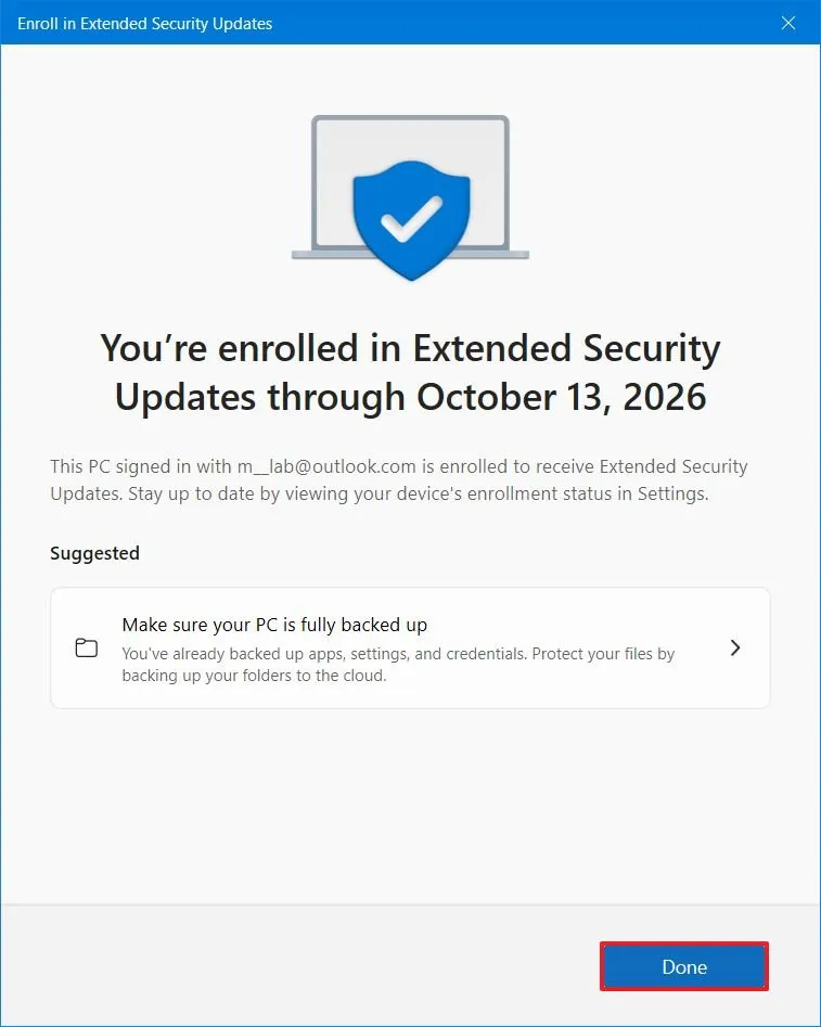 Hướng dẫn cách đăng ký nhận bản cập nhật bảo mật mở rộng (ESU) miễn phí sau khi hỗ trợ Windows 10 kết thúc 13 Huong dan cach dang ky nhan ban cap nhat bao mat mo rong ESU mien phi sau khi ho tro Windows 10 ket thuc 2