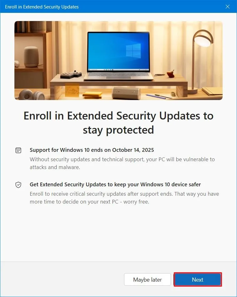 Hướng dẫn cách đăng ký nhận bản cập nhật bảo mật mở rộng (ESU) miễn phí sau khi hỗ trợ Windows 10 kết thúc 10 Huong dan cach dang ky nhan ban cap nhat bao mat mo rong ESU mien phi sau khi ho tro Windows 10 ket thuc 5