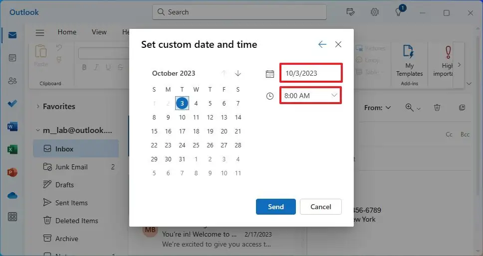 Huong dan cach len lich email trong ung dung Outlook 1