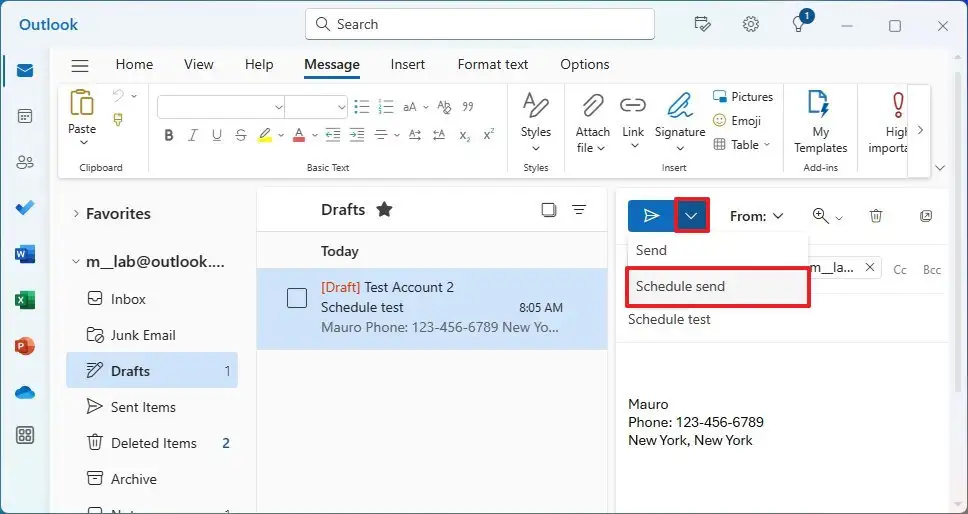 Huong dan cach len lich email trong ung dung Outlook 3