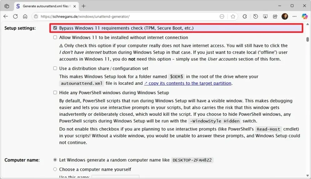 cach cai dat Windows 11 khong can bloatware tren phan cung khong duoc ho tro 9