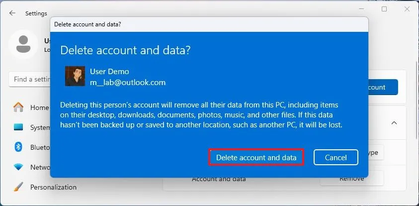 cach chuyen tu tai khoan Microsoft sang tai khoan cuc bo tren Windows 112