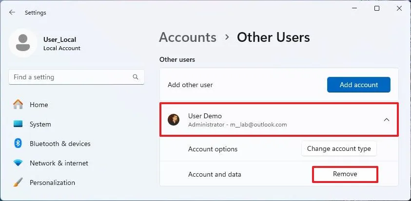 cach chuyen tu tai khoan Microsoft sang tai khoan cuc bo tren Windows 113