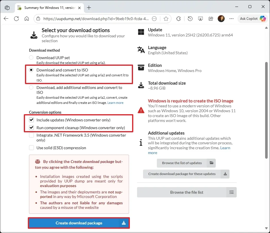cach tai xuong tep ISO Windows 11 25H2 cho PC arm64 va Copilot6