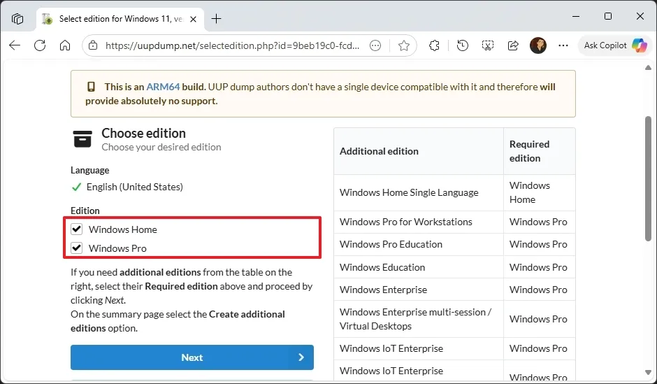 cach tai xuong tep ISO Windows 11 25H2 cho PC arm64 va Copilot7
