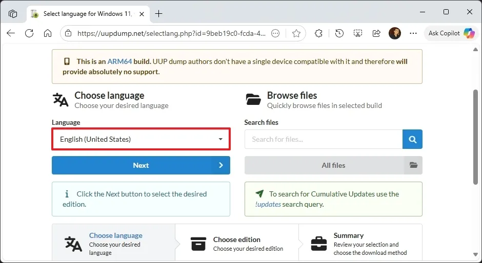 cach tai xuong tep ISO Windows 11 25H2 cho PC arm64 va Copilot8