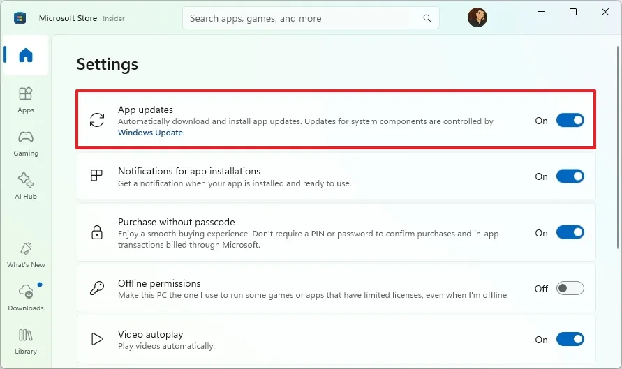 cach tat cap nhat ung dung Windows 11 tu Microsoft Store3