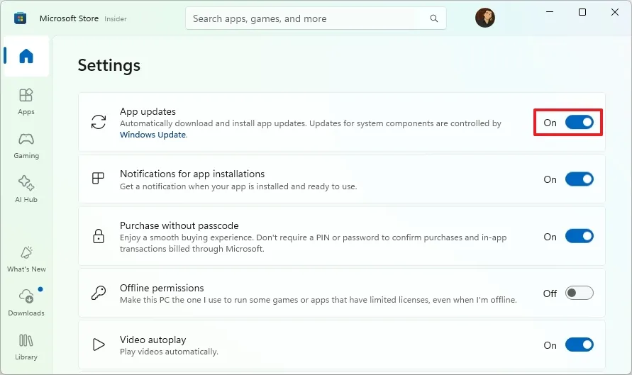 cach tat cap nhat ung dung Windows 11 tu Microsoft Store6