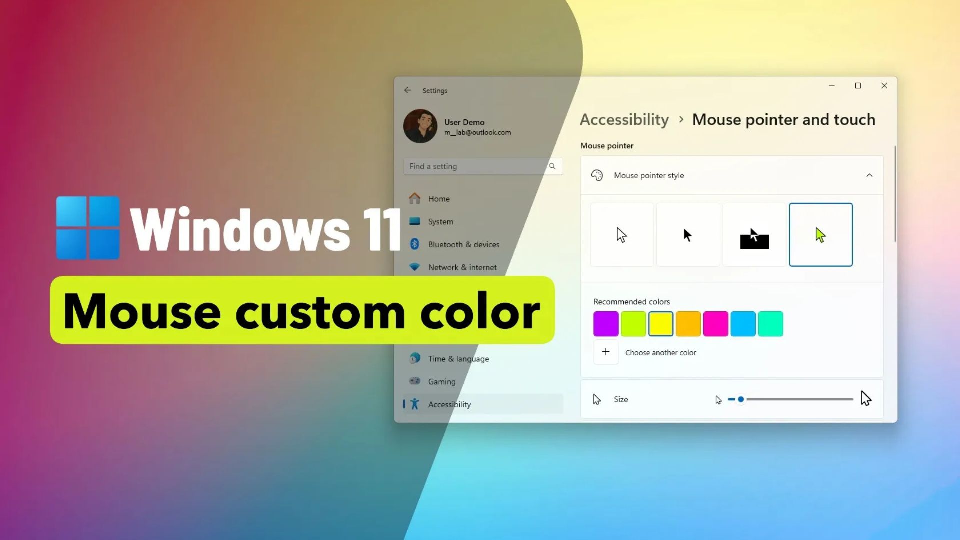 Hướng dẫn cách thay đổi màu con trỏ chuột trên Windows 11 1 cach thay doi mau con tro chuot tren Windows 11 1