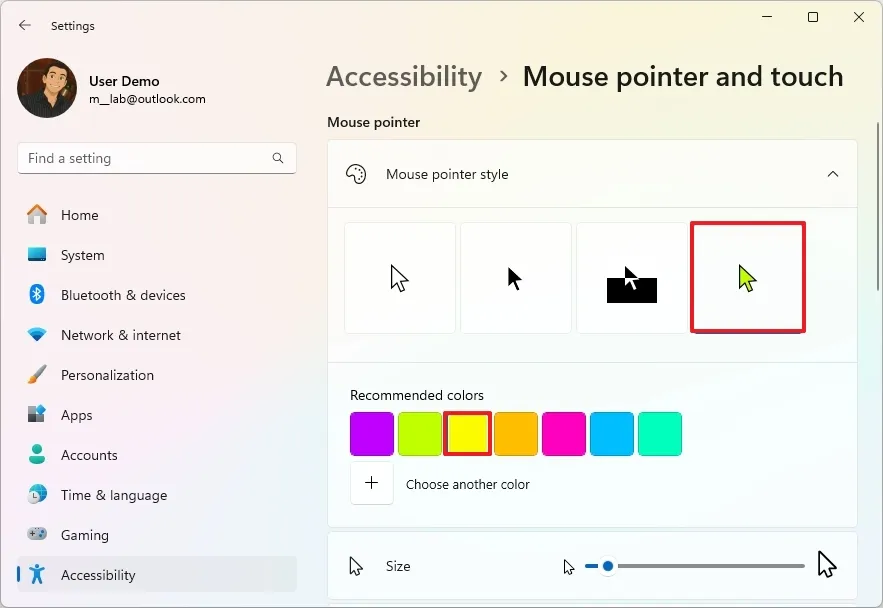 Hướng dẫn cách thay đổi màu con trỏ chuột trên Windows 11 5 cach thay doi mau con tro chuot tren Windows 11 3