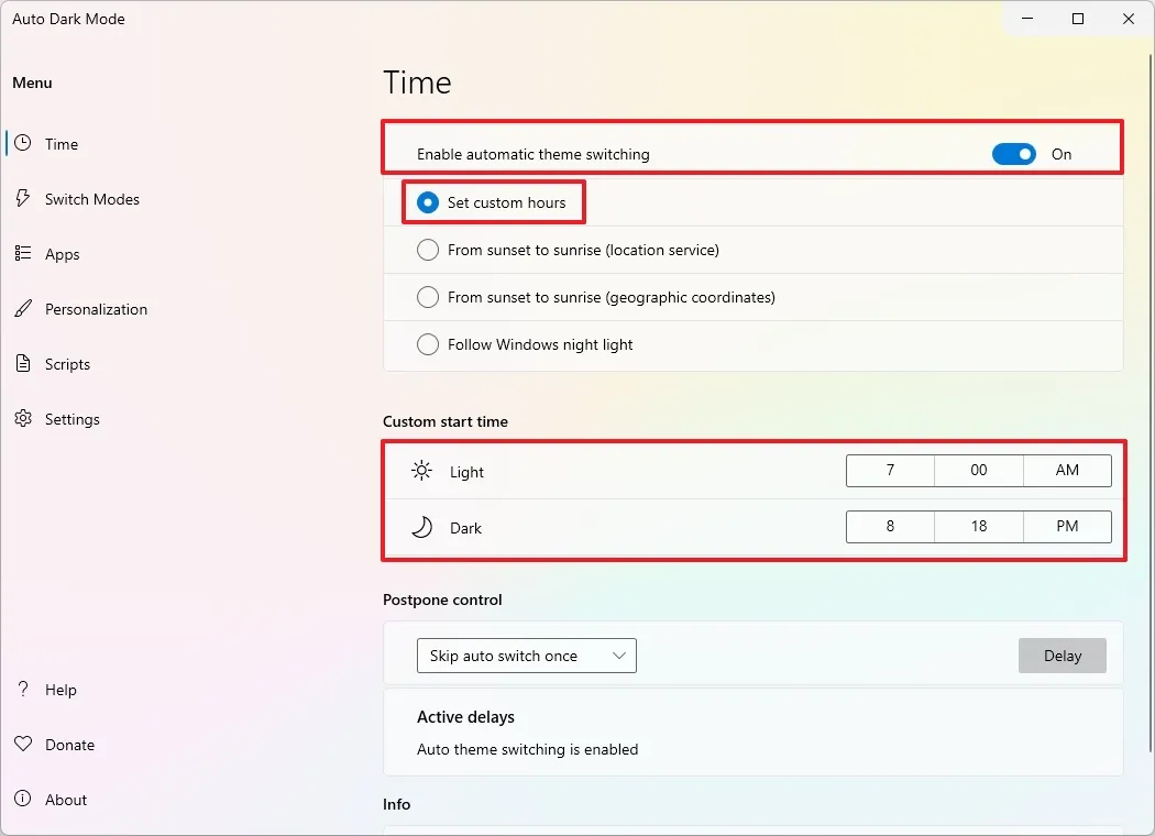 cach tu dong chuyen doi giua che do sang va toi tren Windows 11 7