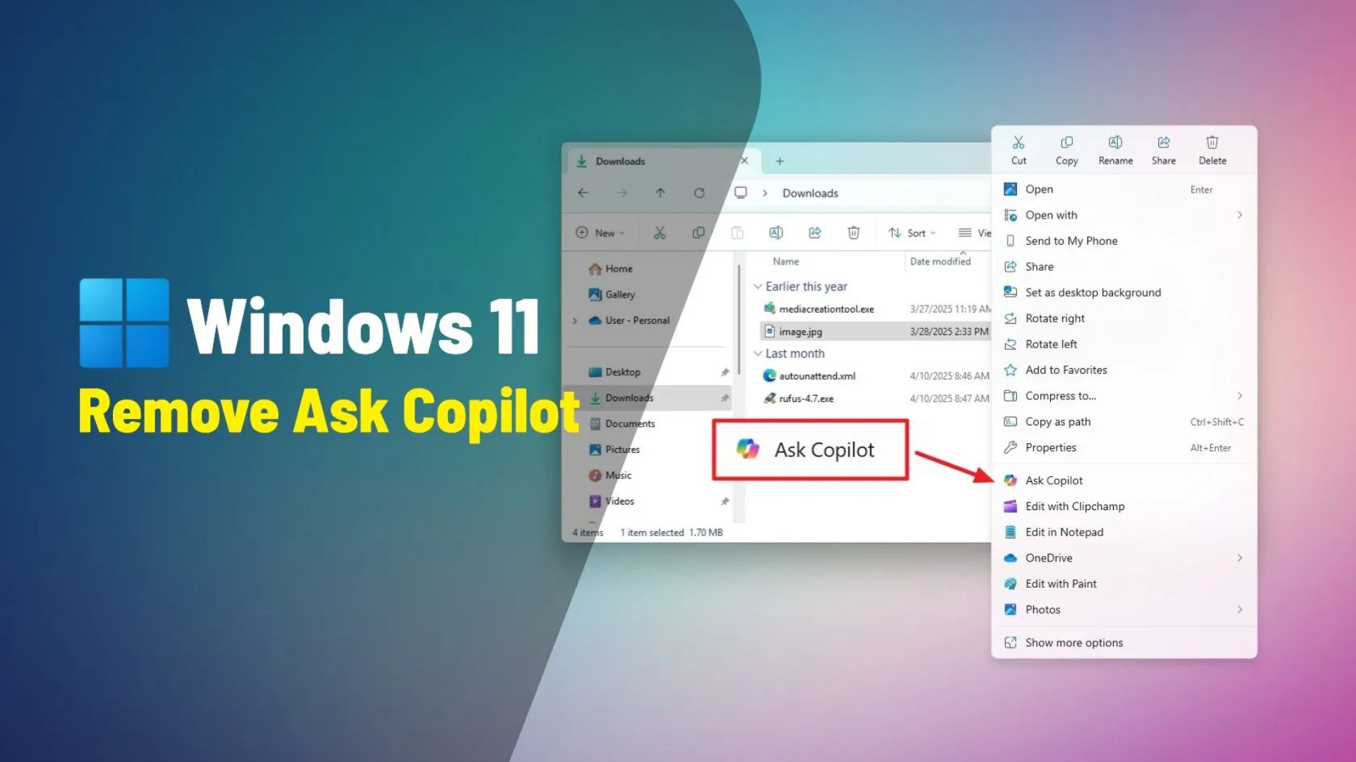 Hướng dẫn cách xóa Ask Copilot khỏi menu ngữ cảnh File Explorer trên Windows 11 1 cach xoa Ask Copilot khoi menu ngu canh File Explorer tren Windows 11 1