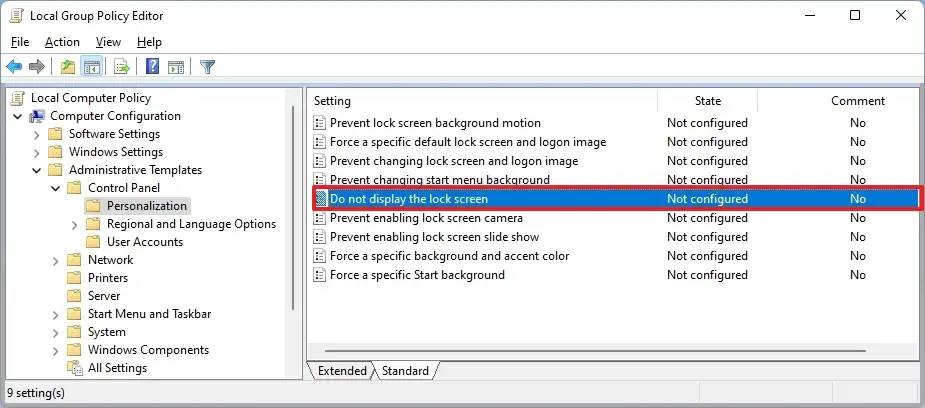 Hướng dẫn cách tắt màn hình khóa trên Windows 11 7 gpedit personalization policies
