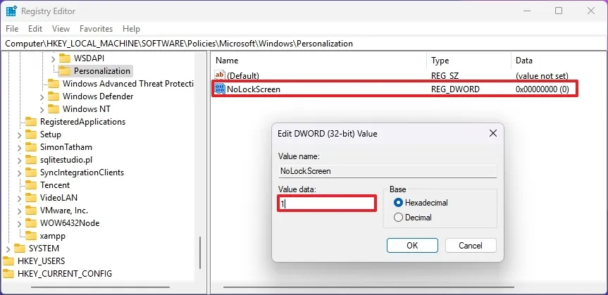 Hướng dẫn cách tắt màn hình khóa trên Windows 11 11 registry disable windows 11 lock screen