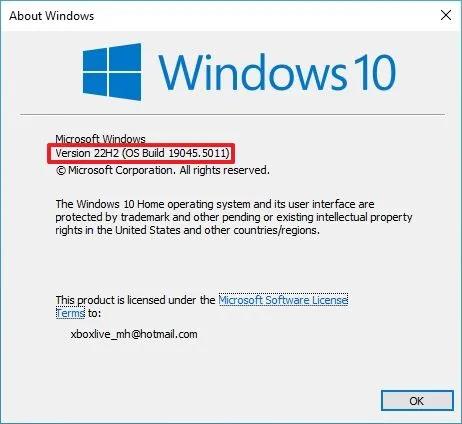 Cach kiem tra xem Windows 10 22H2 21H2 hay phien ban cu hon da duoc cai dat tren PC3