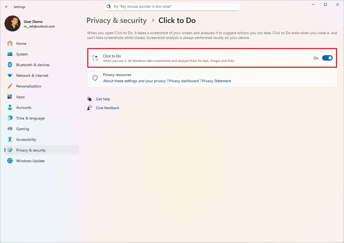 Giải thích về các hành động AI trên Windows 11 - Click to Do là gì và cách sử dụng như thế nào? 16 Giai thich ve cac hanh dong AI tren Windows 1113.jpg