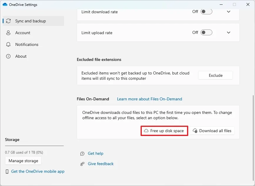 cach bat OneDrive Files On Demand de tiet kiem dung luong luu tru tren Windows 11 104