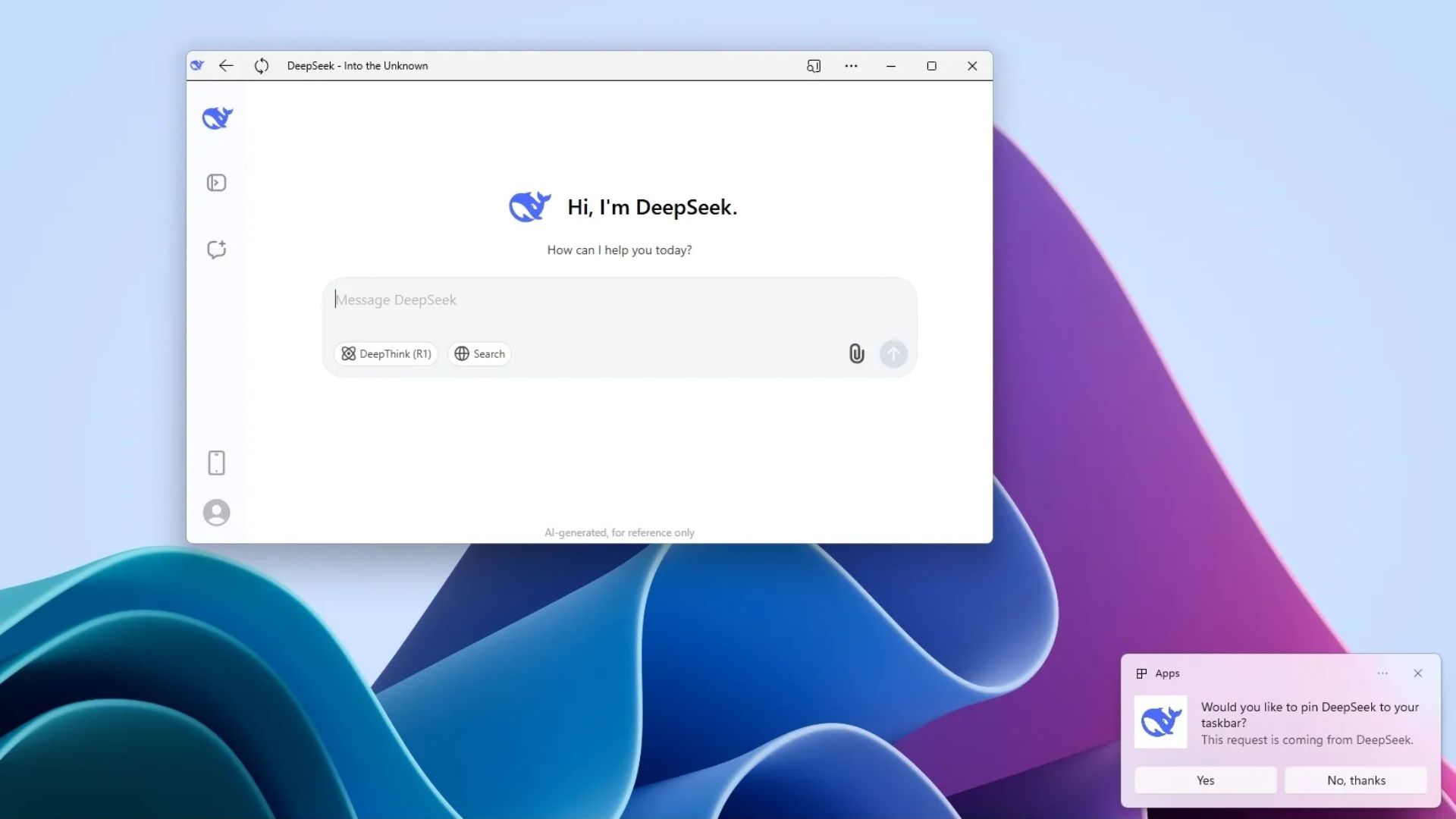 cach cai dat DeepSeek duoi dang ung dung tren Windows 11 101