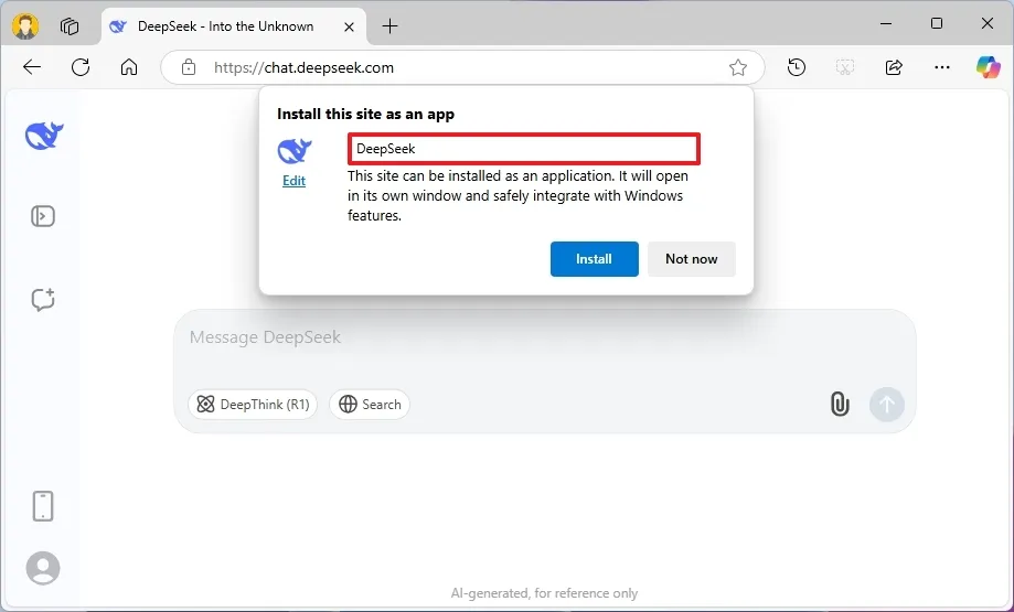 cach cai dat DeepSeek duoi dang ung dung tren Windows 11 106