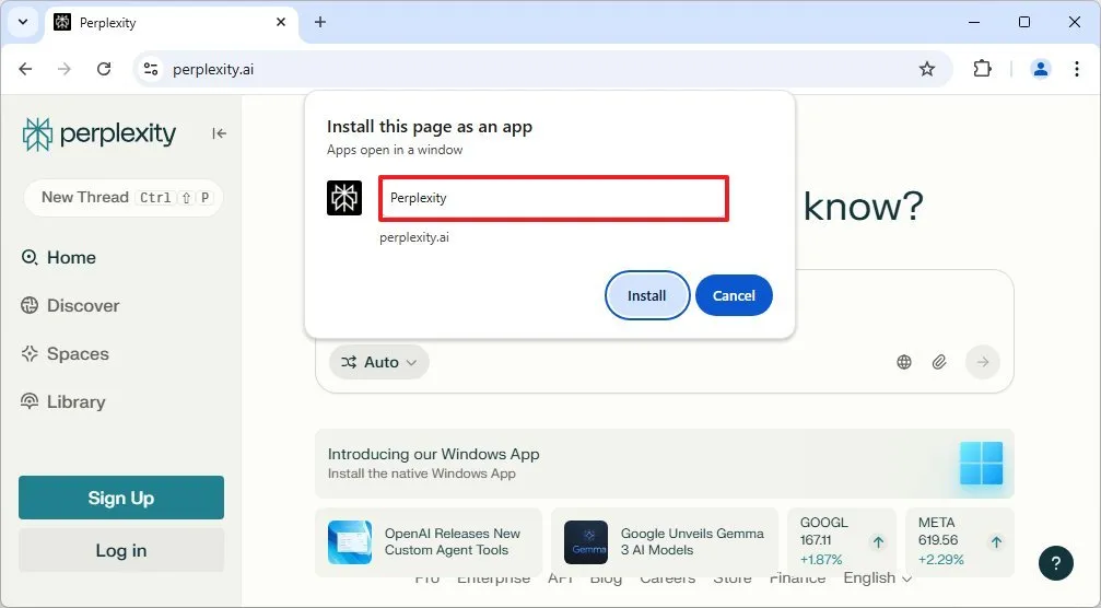 Hướng dẫn cách cài đặt ứng dụng Perplexity AI trên Windows 11, 10 11 cach cai dat ung dung Perplexity AI tren Windows 11 102