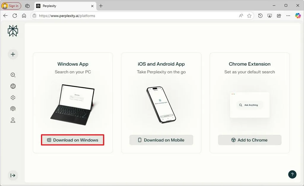 Hướng dẫn cách cài đặt ứng dụng Perplexity AI trên Windows 11, 10 7 cach cai dat ung dung Perplexity AI tren Windows 11 106
