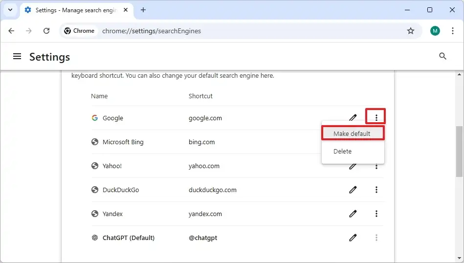 cach dat ChatGPT lam cong cu tim kiem mac dinh cho Edge va Chrome tren Windows 11 101