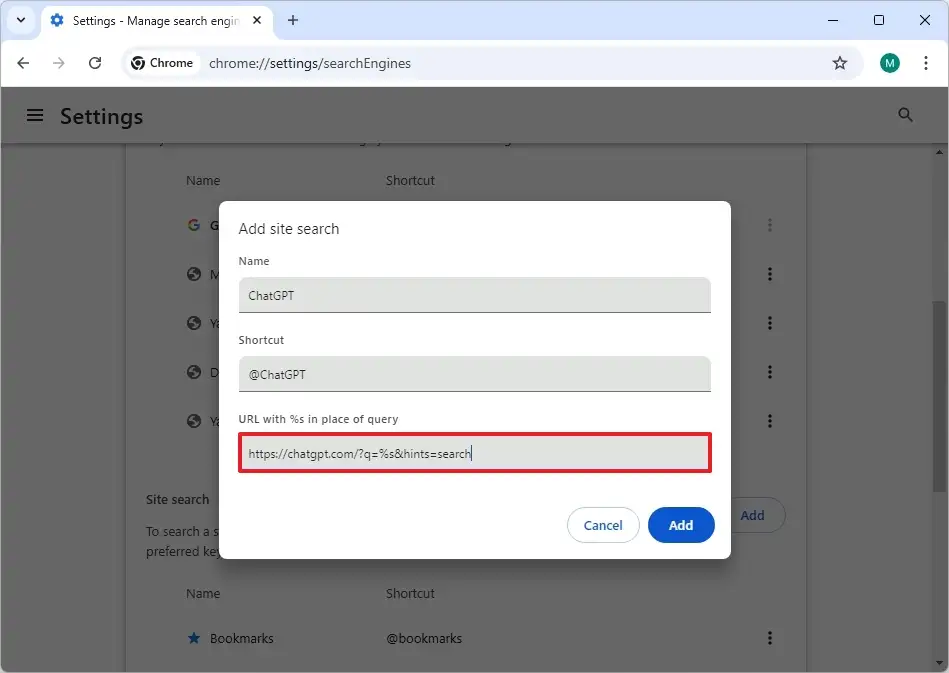 cach dat ChatGPT lam cong cu tim kiem mac dinh cho Edge va Chrome tren Windows 11 103