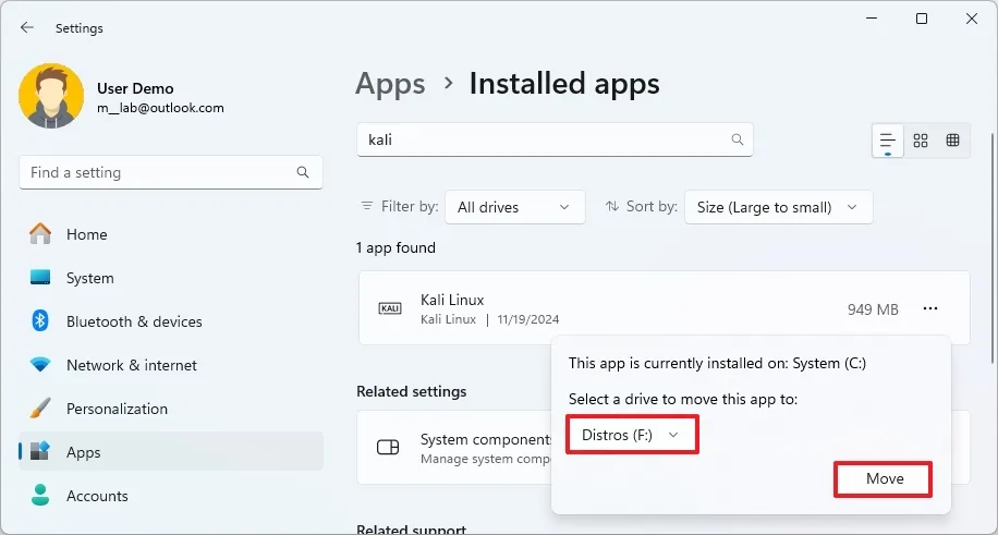 cach di chuyen ban phan phoi WSL sang o cung khac tren Windows 11 105