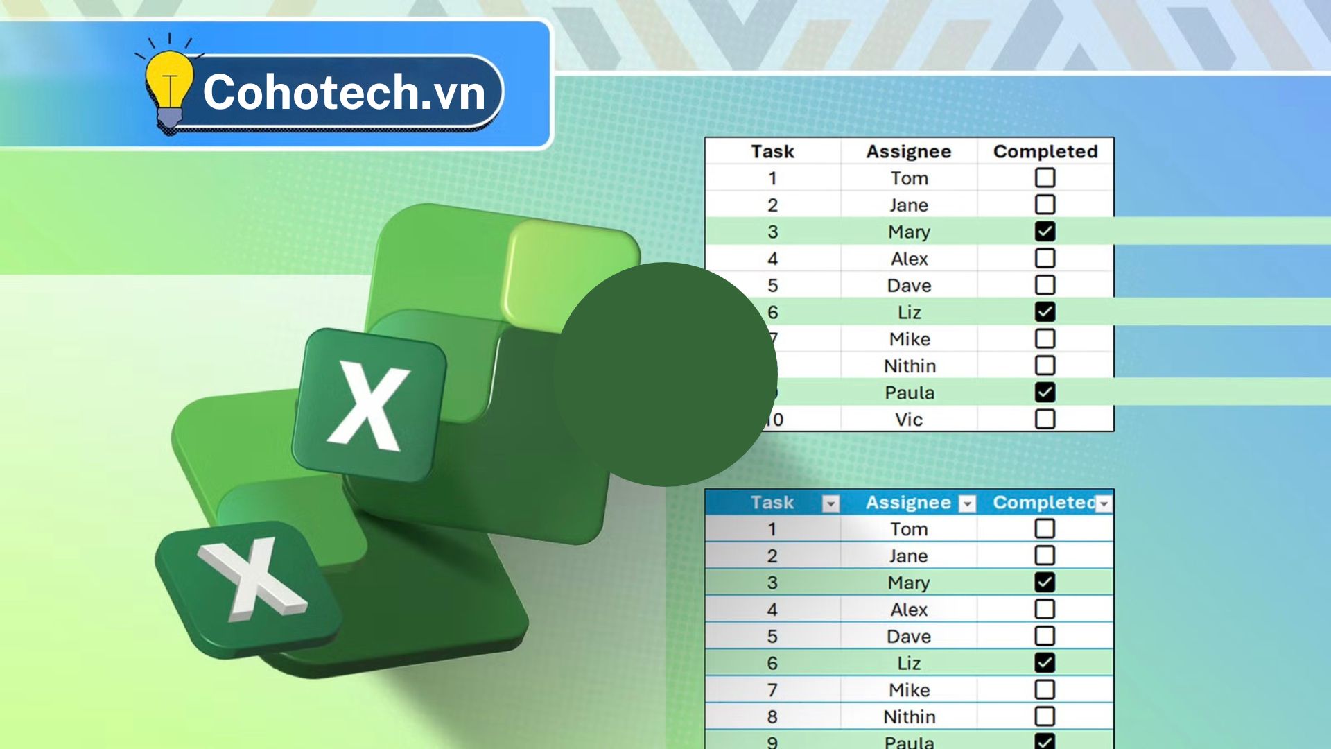 cach dinh dang toan bo hang khi o danh dau Checkbox duoc chon trong